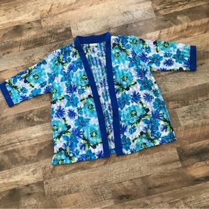 Bon Worth Blue Floral Kimono One Size